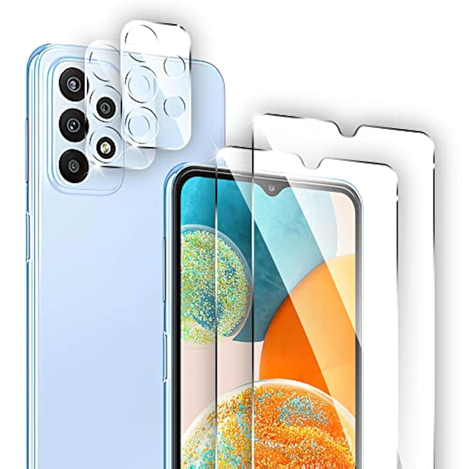 4 Pack Screen Protector For Samsung Galaxy A23 5G/4G 6.6 Inch - 2 Pack Tempered Glass Screen Protector And 2 Pack Camera Lens Protector - Shatter Proof- Hd Clarity