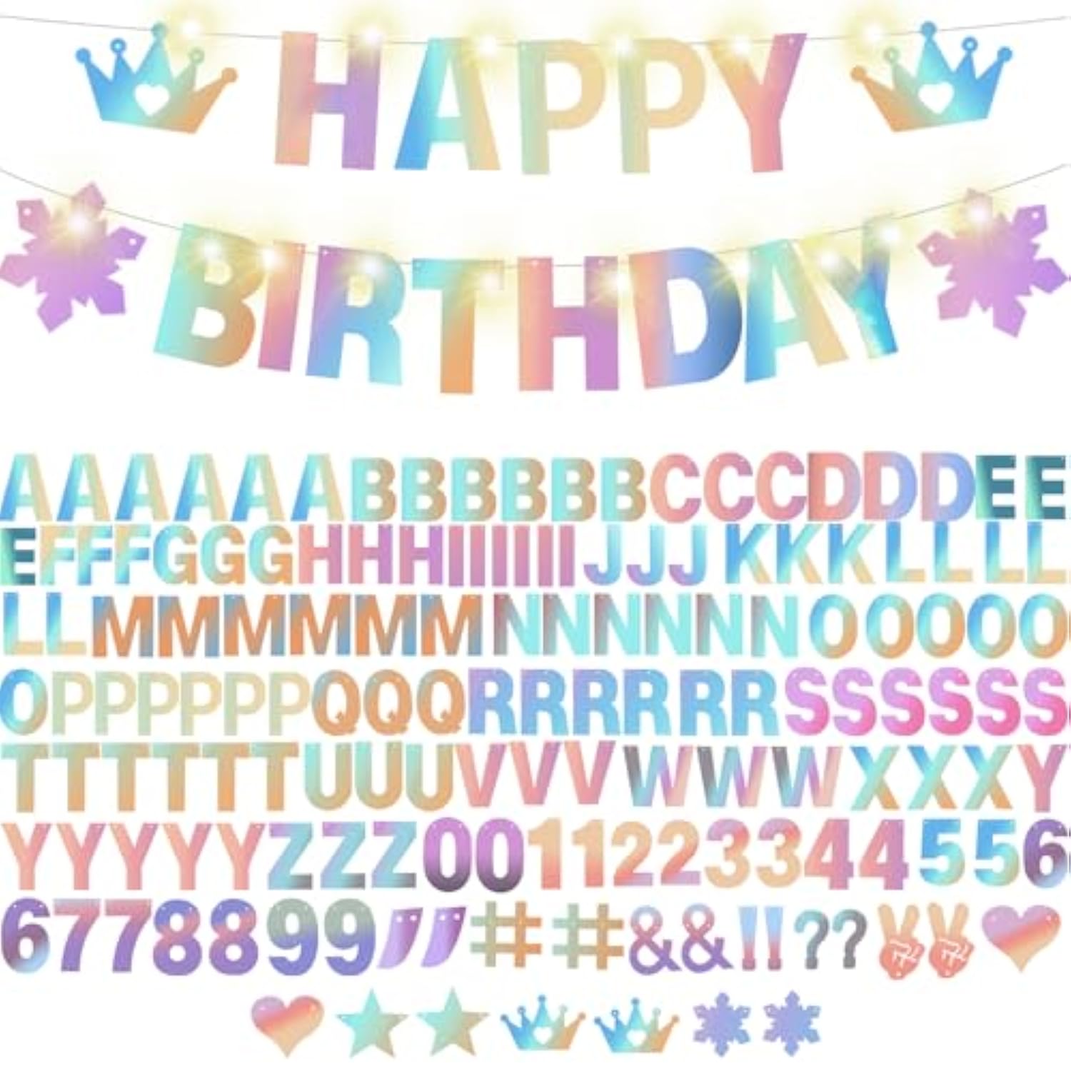 167 Pcs DIY Glitter Banner Kit for Custom Happy Birthday, New Year, and Party Decor