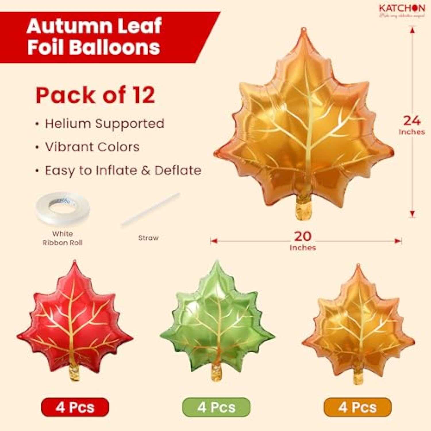 Large Fall Maple Leaf Balloons 24 Inch 12 Pack Autumn Party Birthday Wedding Decor