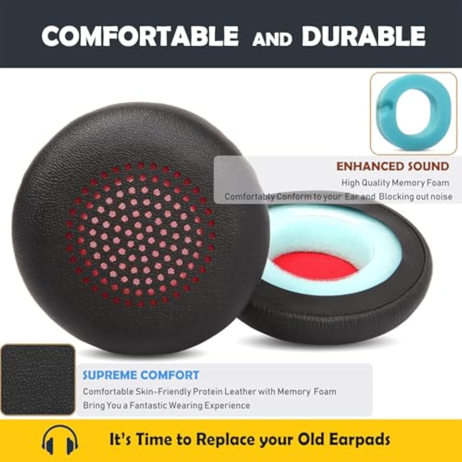 B825 Earpads Replacement Cushions Compatible With Poly Voyager 4310 Uc/4320 Uc/Voyager Focus Uc B825/Voyager Focus 2 Uc B835/Plantronics Poly Blackwire 5220/5210/5200/7225 Headsets