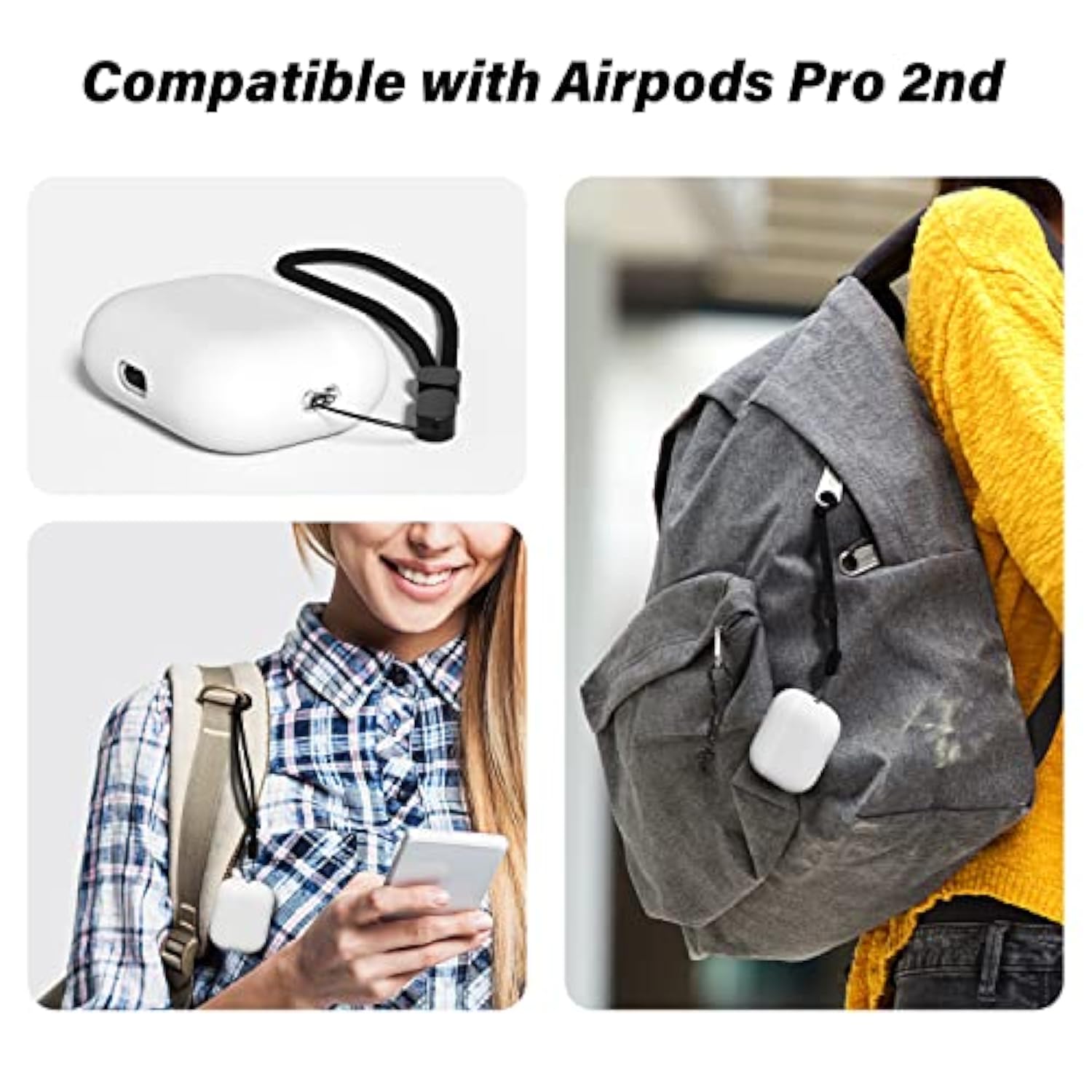 Lanyard Compatible With Airpods Pro 2 Loop Adjustable Hand Wrist Nylon Strap, Lanyard For Cell Phone/Camera/Switch/Ipods Pro 2Nd/Airpods 1/2Nd/3Rd/Pro Case, Black