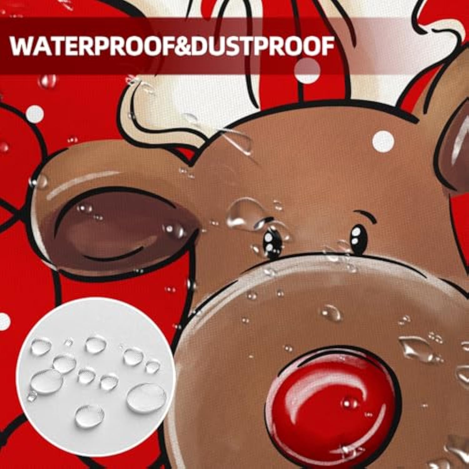 Merry Christmas Shower Curtain 72X72 Inch Christmas Reindeer Shower Curtains For Bathroom With Hooks Xmas Bathroom Winter Holiday Home Bath Decor Waterproof Fabric