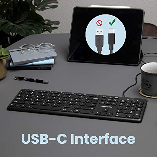 Periboard-210C Wired Full-Size Usb C Keyboard With Quiet Scissor Keys - Compatible With Mac, Ipad, Windows, Chromebook, Tablets, Desktop, And Laptops - Black - Us English (Pb-210Cbus-11729)