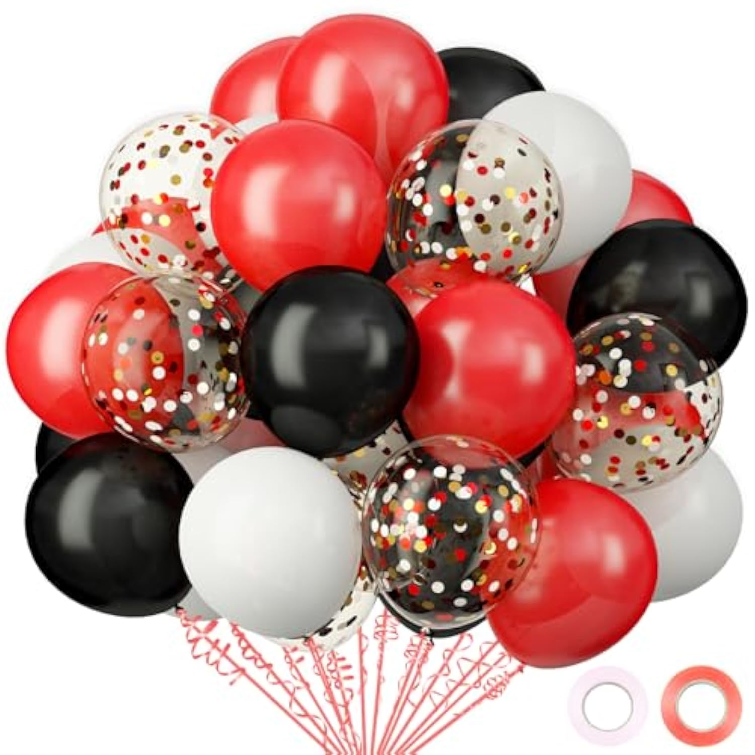 62Pcs Red And Black Balloons Kit - 12 Inches Red Black Party Decoration Balloons For Graduation Casino Theme Birthday Party Decorations Supplies