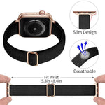 Slim Stretchy Bands Compatible With Apple Watch Band 42Mm 41Mm 40Mm 38Mm, Women Elastics Nylon Thin Strap For Iwatch Se2 Se Series 10 9 8 7 6 5 4 3 2 1 (Black/Rose Gold)