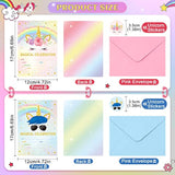 24 Set Unicorn Party Invitation With Envelope And Sticker Rainbow Party Supplies For Girls Boys Fill In The Blank Invites For Kids Birthday Baby Shower Decoration(Girls Unicorn, Boys Unicorn)