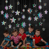 Star Garland Decorations Kit, Holographic Twinkle Little Stars Garlands, Glitter 3D Star Hanging Streamer Backdrop Banner For Birthday, Baby Shower, Graduation, Wedding, Ramadan, Eid