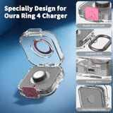 Secure Lock Plastic Case Cover Compatible with Oura Ring Gen 4 Charger, Portable Protective Case for Oura Ring Gen 4 Charger with Carabiner, Only Protective Case (Pink)