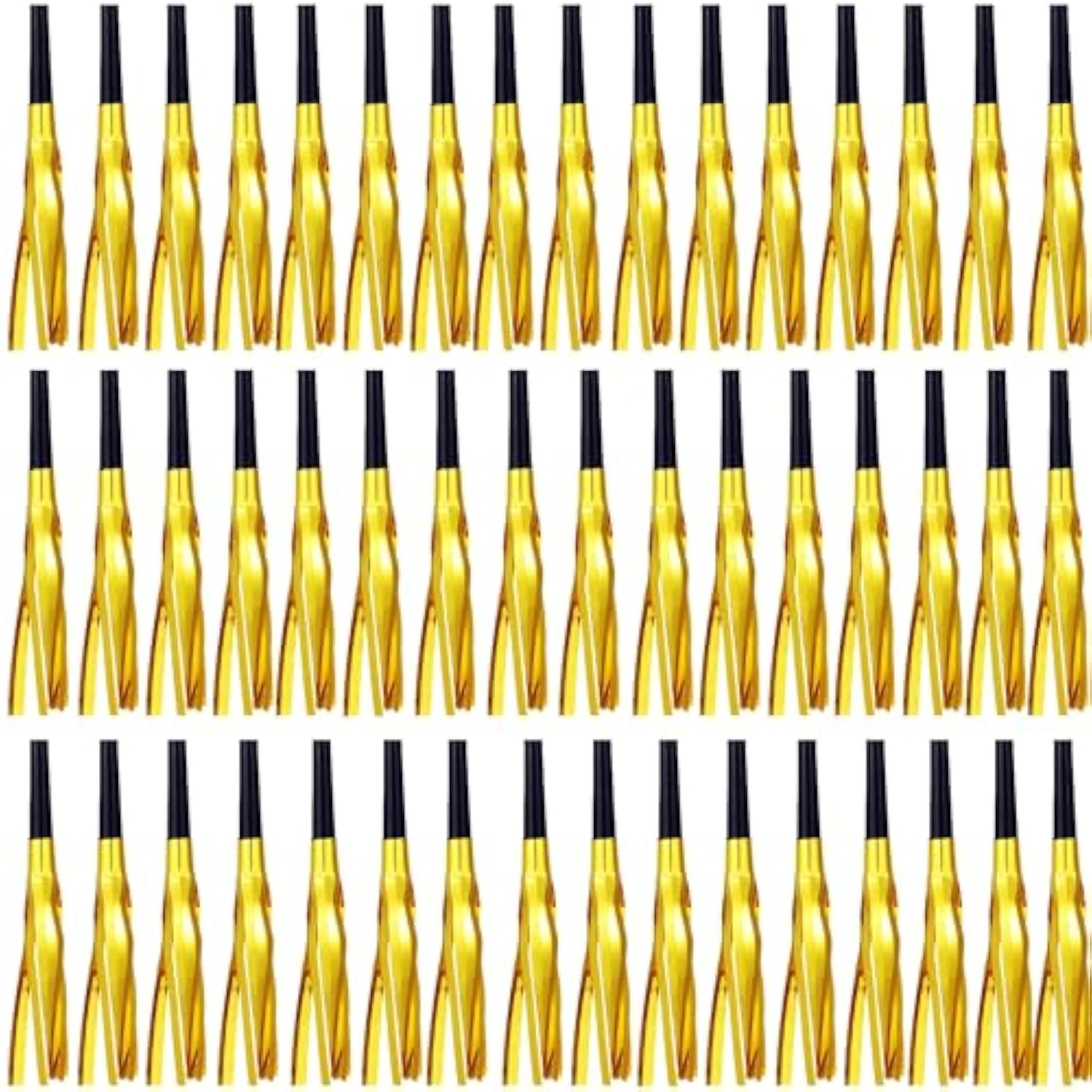 48 Gold Glitter Noise Maker Horns for Party Favors and Celebrations
