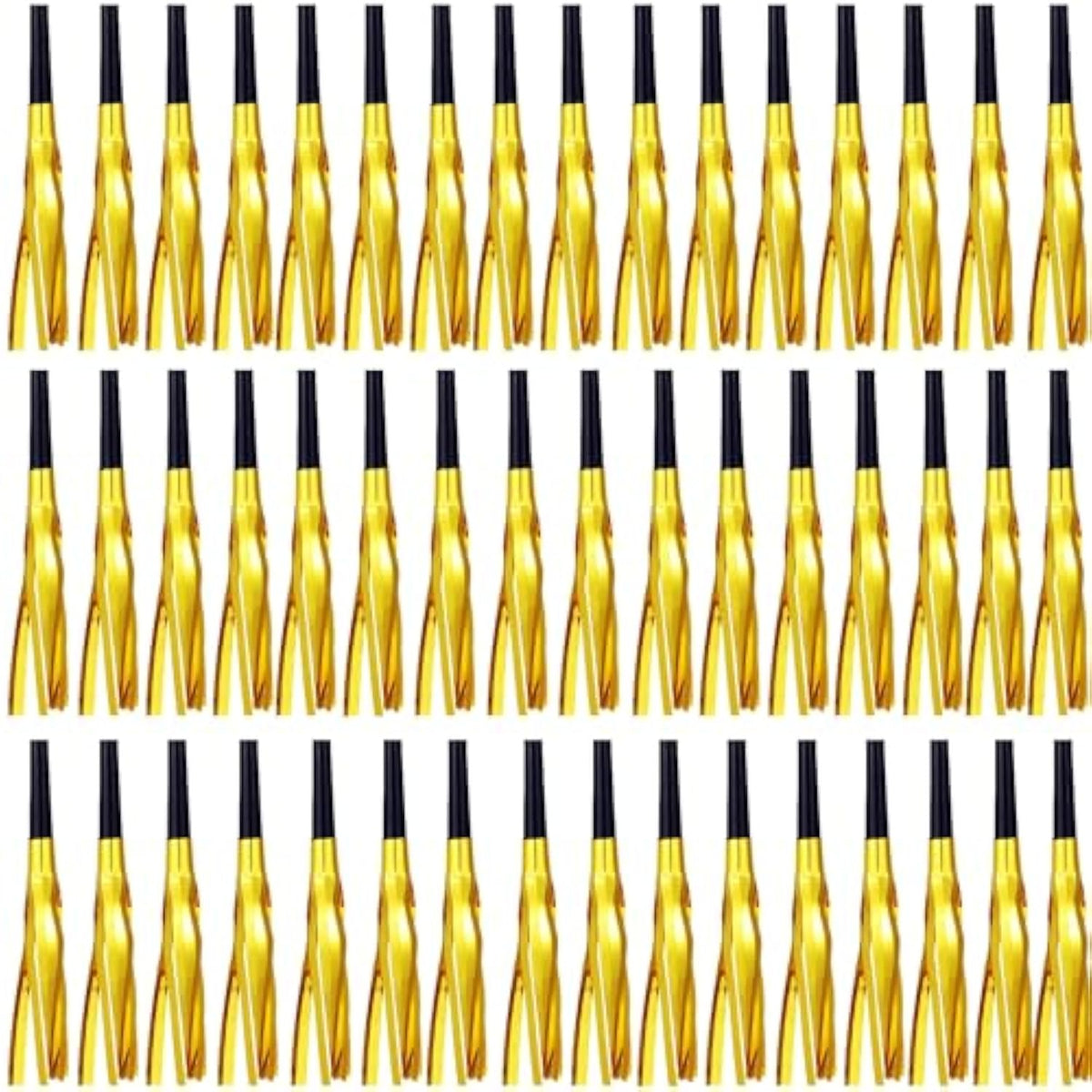 48 Gold Glitter Noise Maker Horns for Party Favors and Celebrations