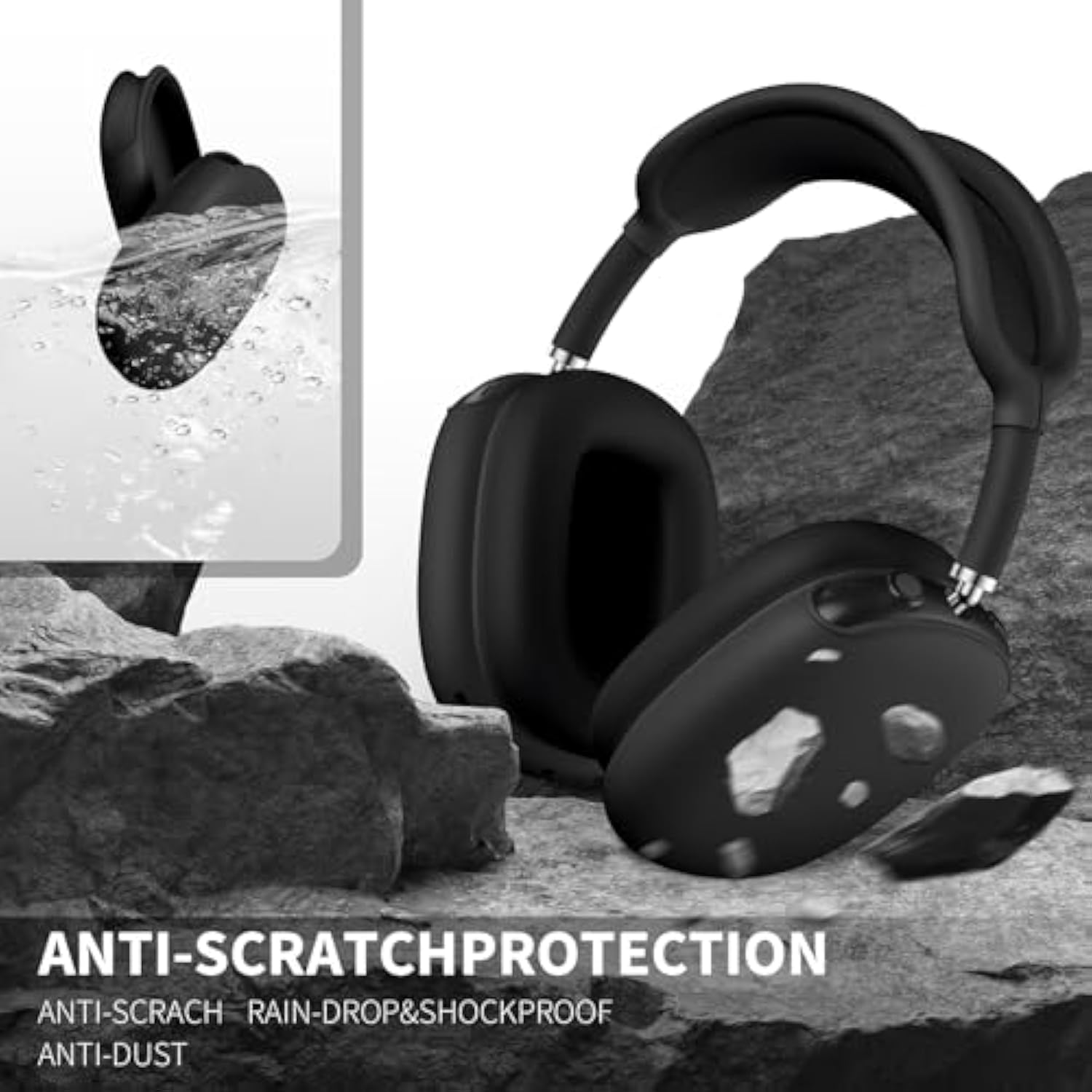 Silicone Case For Airpods Max - Anti-Scratch Ear Pad, Ear Cups, And Headband Cover - Soft Protector Accessories For Apple Airpods Max (Black)