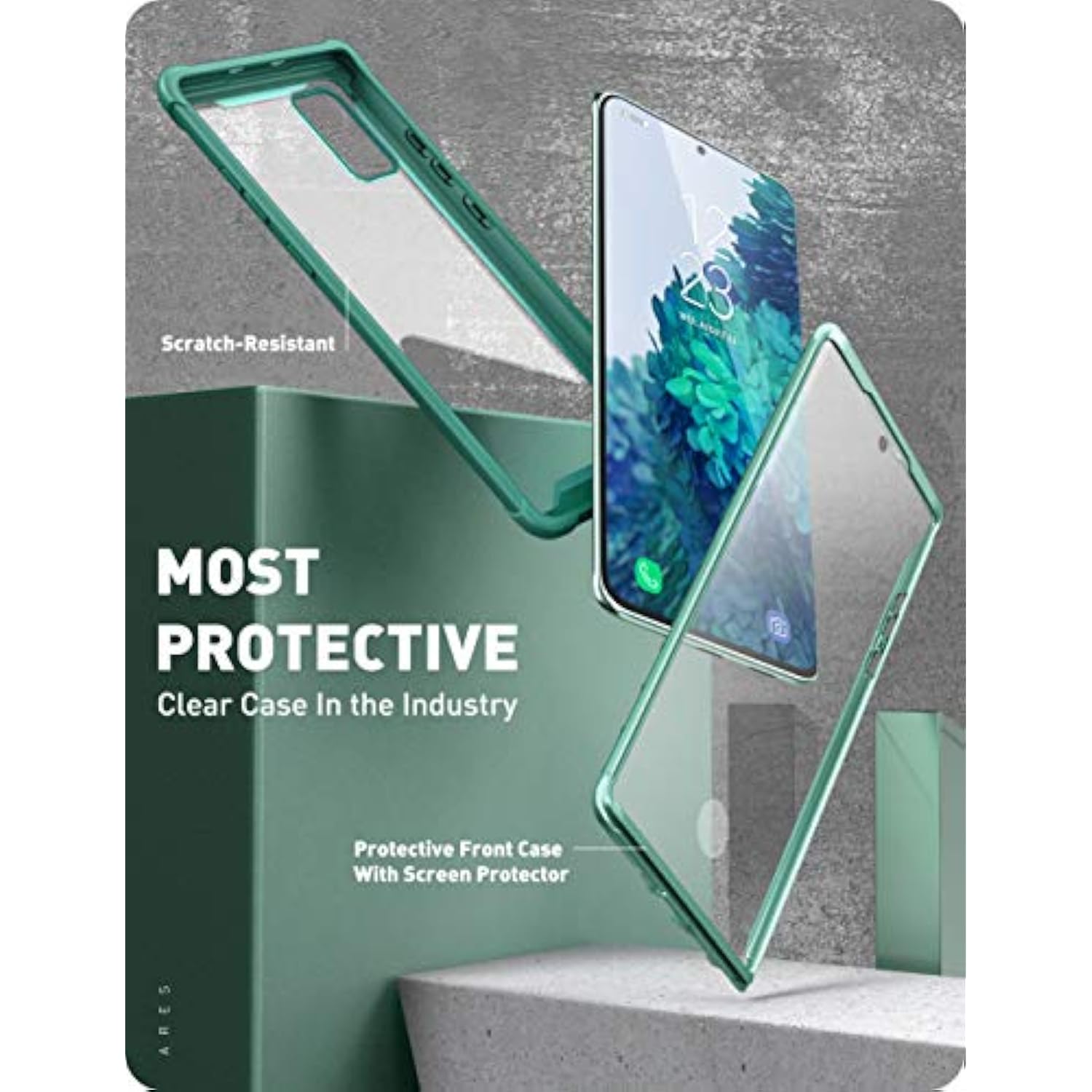 i-Blason Ares Series Designed for Samsung Galaxy S20 FE 5G Case (2020 Release), Dual Layer Rugged Clear Bumper Case with Built-in Screen Protector (MintGreen)
