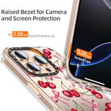 Wildflower Phone Case For Iphone 16 Pro Max Cute Trendy Aesthetic Floral Design For Women & Girls - Military-Grade Drop Protection - Clear Hard Shell Protective Cover - Cherry And Bow