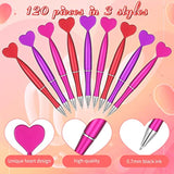 120 Pcs Valentine'S Day Heart Shaped Pens Heart Ballpoint Pens Black Gel Ink Novelty Valentine Party Favor For Adults Office Wedding Party Supplies 3 Colors