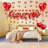 I Love You Balloons and Red Heart Balloons with Heart Hanging Decor for Valentine Decorations, Proposal, Wedding Party Supplies