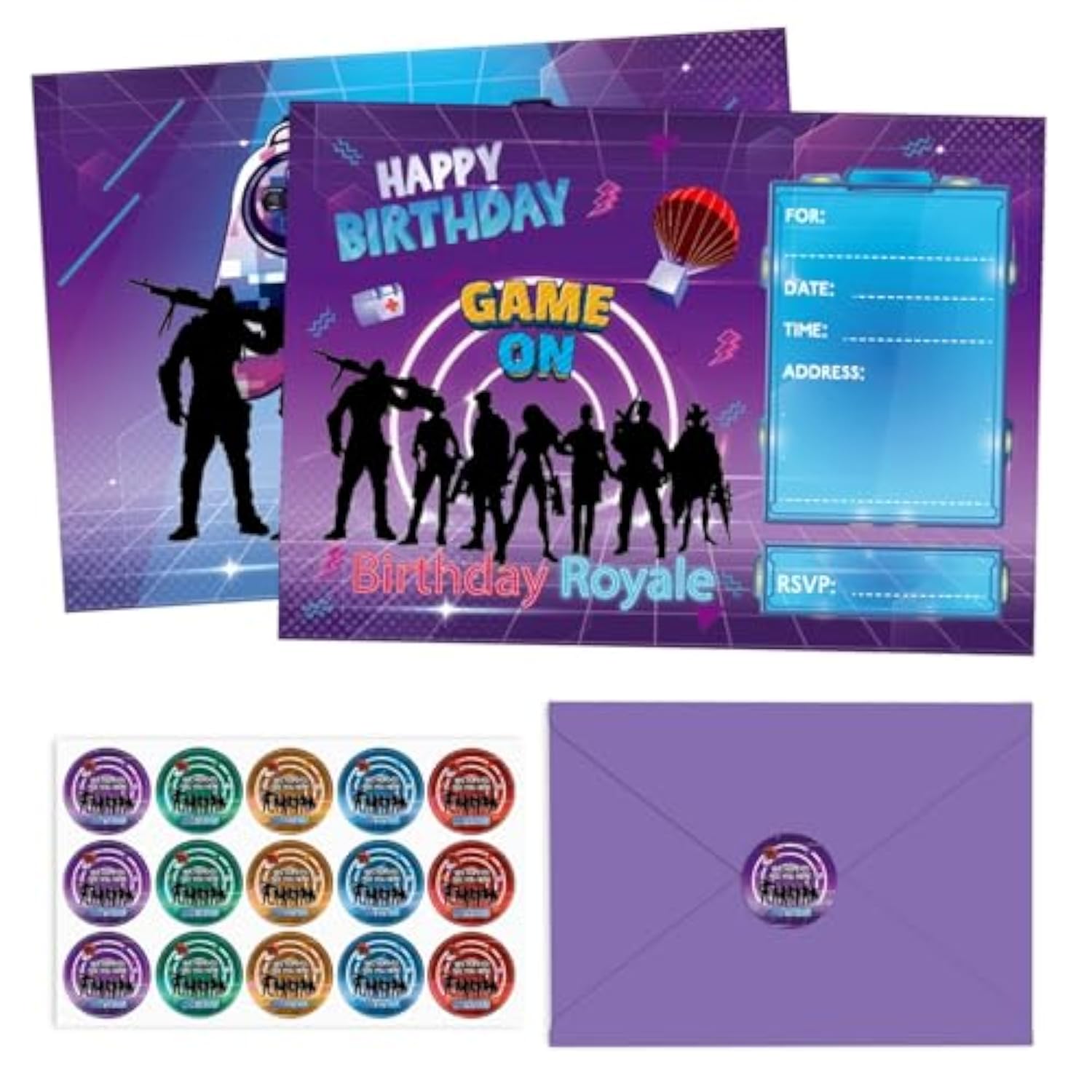 30 Pack Gaming Birthday Party Invitations Cards With Envelopes Game Party Supplies Fill In Birthday Invite Cards Stickers For Kids Boys Girls Video Game Lovers Birthday Party Decorations Favor