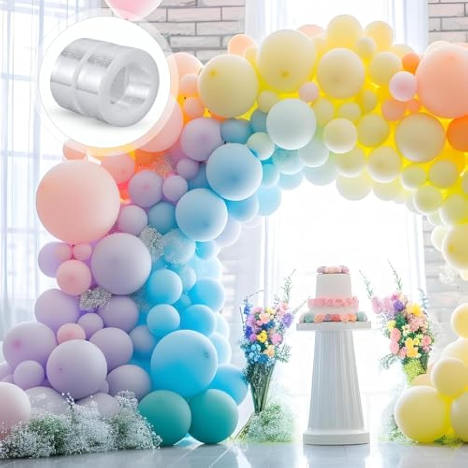 Balloon Arch Strip Kit For Garland 2 Rolls Balloon Tape Strips 16.4 Feet Extra Strong Non-Marking Removable Balloons Archs Strips For Birthday Party Wedding Christmas Decorations And Diy - Double Hole
