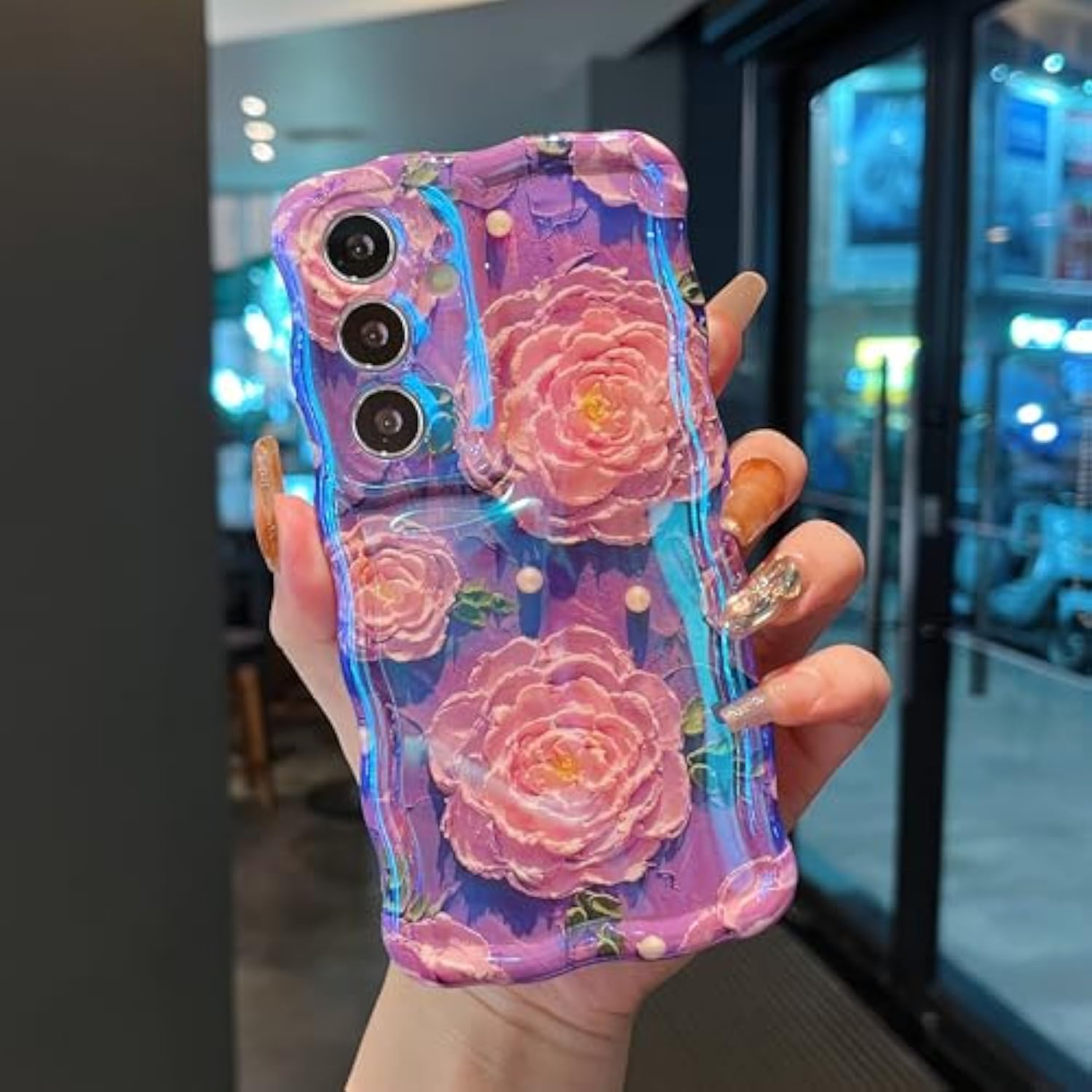 Samsung Galaxy S24 Oil Painting Flower-Peony Purple Phone Case