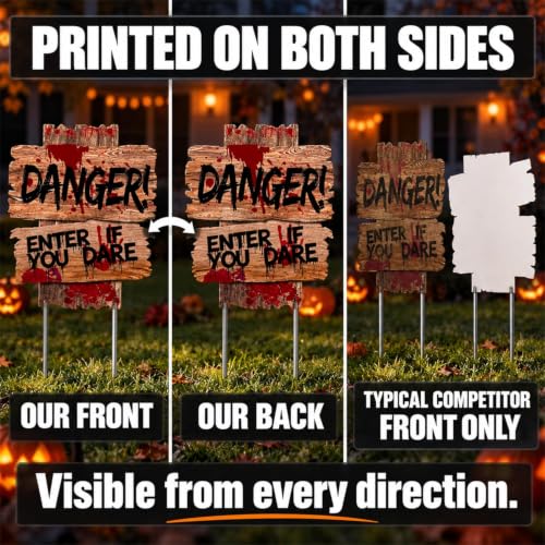 Halloween Decorations, 3 Pack 19" x 16" Yard Signs Stakes Props Outdoor Decor Scary Zombie Vampire Graves Holiday Party Supplies