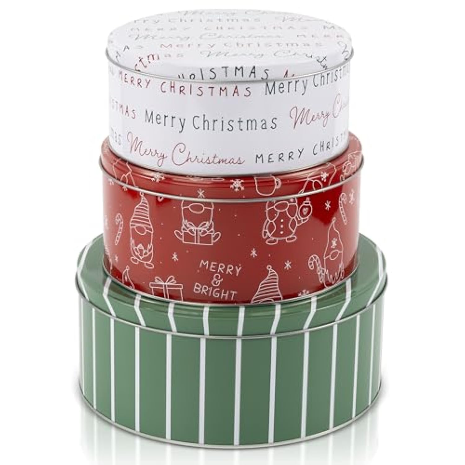 Beautiful Christmas Cookie Tins Set Of 3 - Cute Containers Are Perfect To Share Delicious Homemade Cookies, Candy Or Cupcakes With Friends & Family - Sturdy Boxes With Lids For Holiday Gift Giving