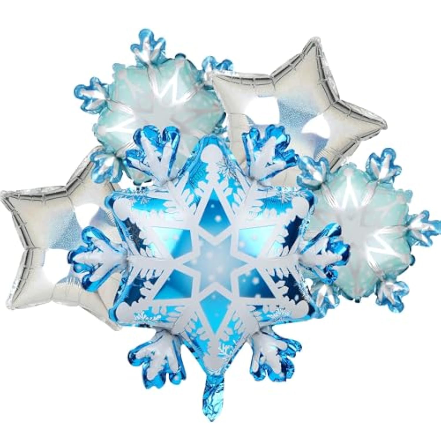 Snowflake Star Shapes Winter Holiday Theme Birthday Party Mylar Foil Christmas Decor Balloons