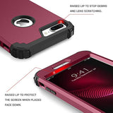 For Case For Iphone 8 Plus/Iphone 7 Plus, 3 Layer Hybrid Hard Pc Soft Rubber Heavy Duty Rugged Bumper Shockproof Anti Slip Full-Body Protective Phone Cover, Wine Red