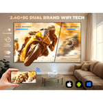 Mini Projector With Wifi And Bluetooth, 450Ansi 1080P Fhd Home Movie Projector, Portable Outdoor Projector With 250" Display+Zoom, Compatible W/Phone//Laptop/Tv Stickindoor&Outdoor