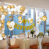 Gold & White Balloon Set: 90-Piece Latex Balloons with Confetti