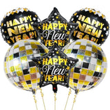Large Happy New Year 2026 Foil Disco Balloons Party Supplies