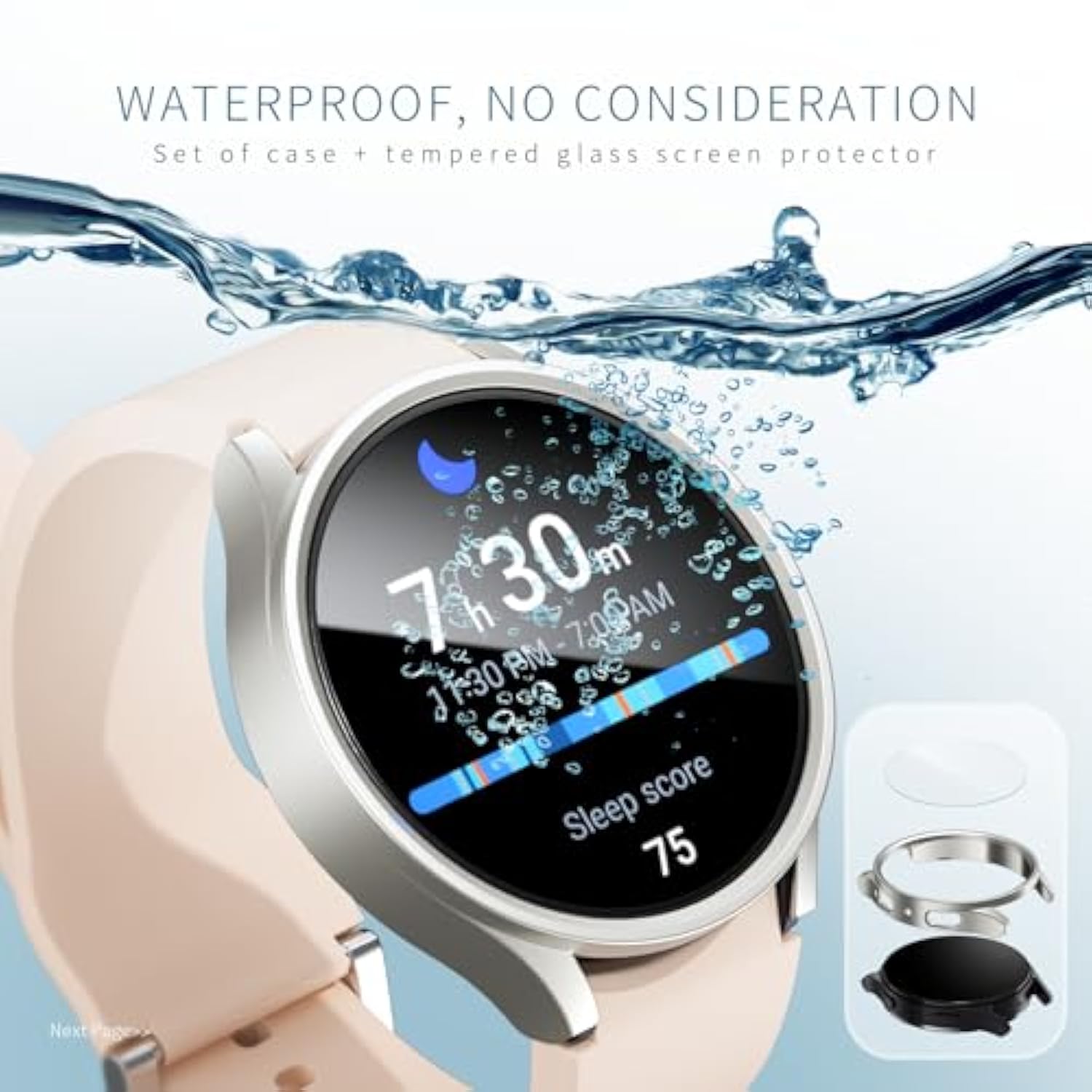 [6+8] Pack For Samsung Galaxy Watch 7 40Mm Screen Protector Case, Hard Pc Protective Bumper Shell + Anti-Fog Tempered Glass Film, Waterproof Face Cover Set For Galaxy Watch 7 40Mm Accessories