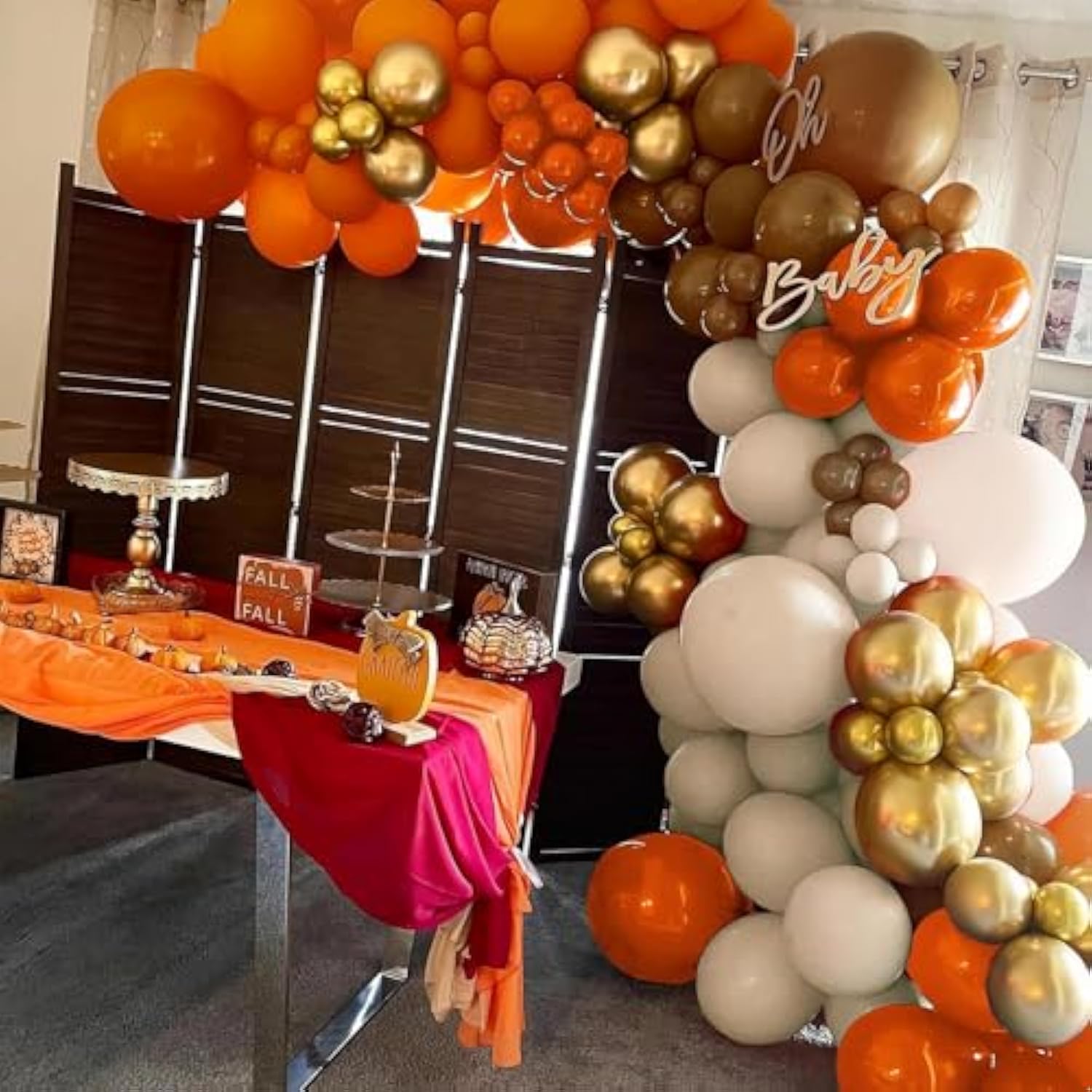 Fall Balloon Arch Garland Kit Burnt Orange Gold Sand White Brown Party Decor