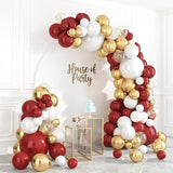 Red And Gold Balloons Garland Kit 99 Count - Balloons With Gold Confetti Balloons, Crimson And Gold Party Decorations For Wedding Anniversary, Valentines Day Party Decorations