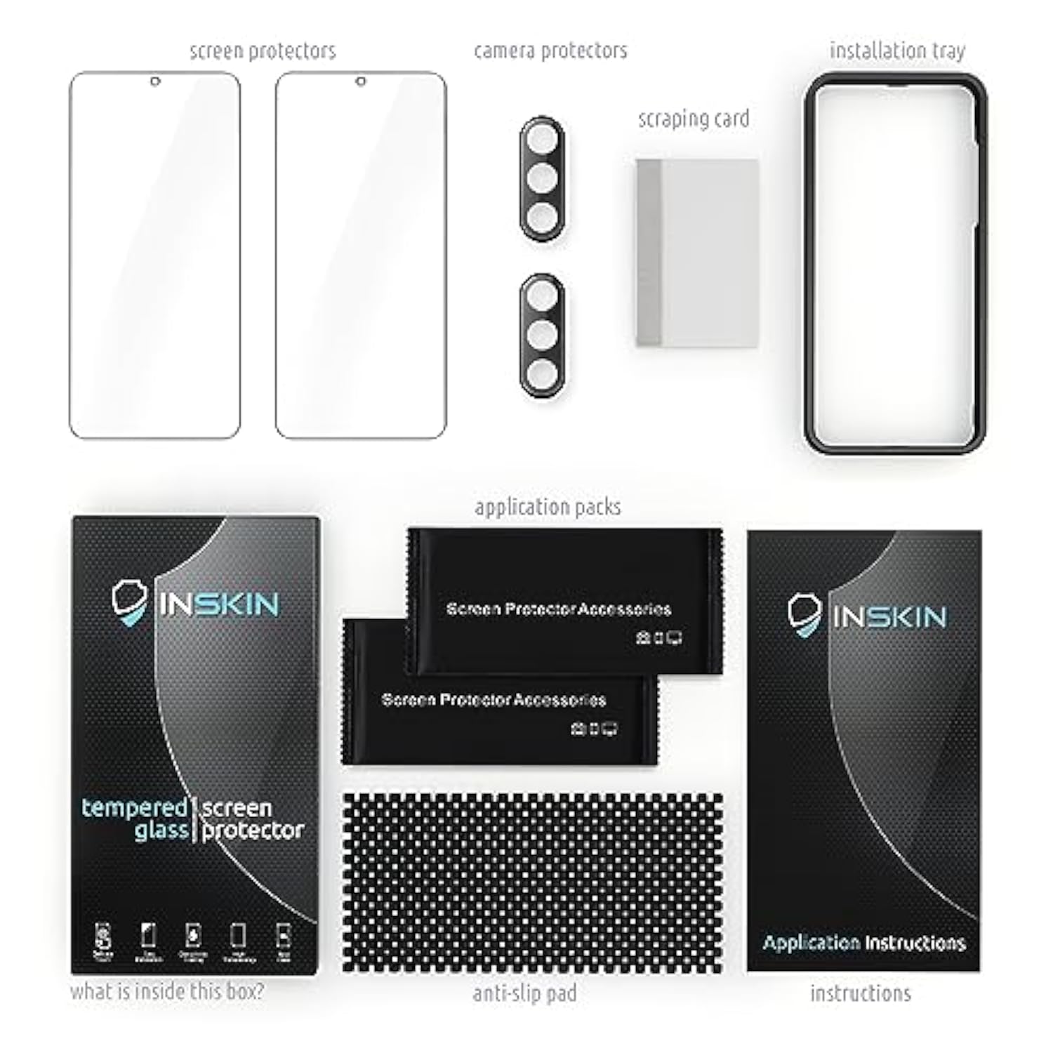 Inskin Tempered Glass Screen Protector for Samsung Galaxy A54 5G SM-A546 6.4 inch [2023] - Ultimate 2+2 Bundle with Camera Lens Guard and Auto Alignment Tray - Ultra HD, Case Compatible