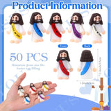50 Pcs Mini Jesus Figures Jesus Loves You Christ Toys Little Christ Figures To Hide And Seek Sunday School Religious Party Favors Gift(Fresh Color)