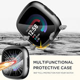 [4Pack] For Fitbit Sense 2 /Versa 4 Screen Protector Case, Full Around Electroplate Soft Tpu Bumper Around Protective Case Cover For Fitbit Sense 2/Versa 4 Smartwatch(Black+Black+Black+Black)