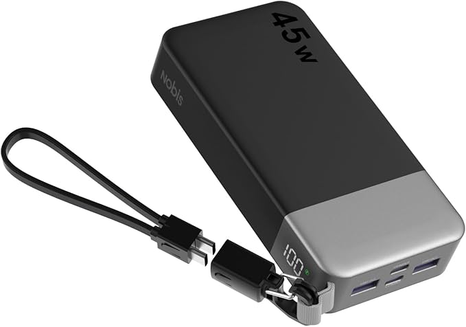 20000mAh 45W Power Bank with Detachable Cable 2C 2A Portable Charger Digital Display