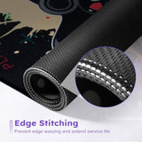 Computer Desk Mat, Desk Protector Mat With Stitched Edges, Non-Slip Keyboard And Mouse Pad, 35.4" X 15.7" Black Mouse Pad For Gamer, Water Resistant Gaming Accessories(Double Controller)