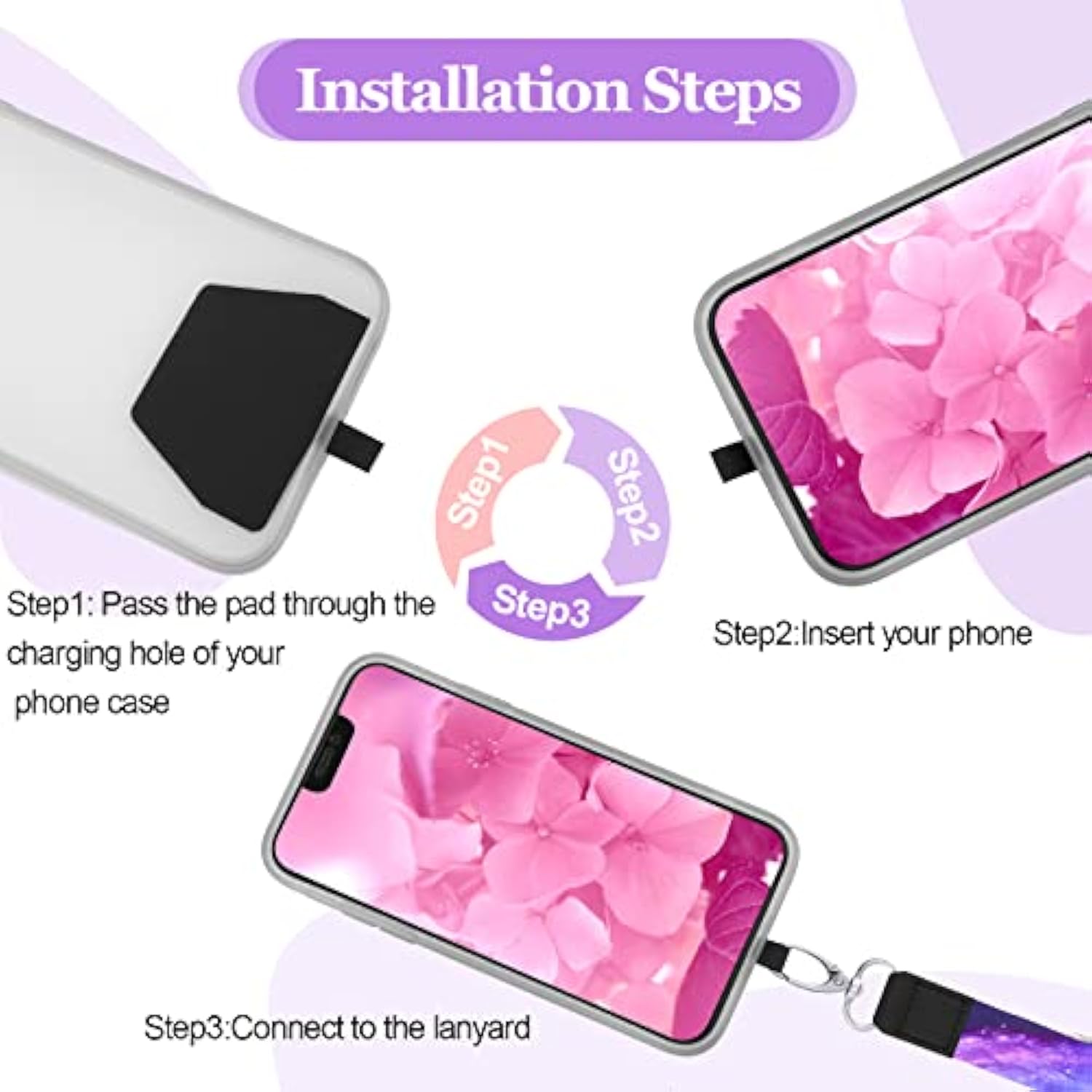 5 Pcs Crossbody Cell Phone Lanyards Universal Adjustable Neck Strap And Phone Patches Compatible With Most Smartphones(Star Pattern,Mixed Color)