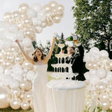 116-Pc Pearl White Balloon Arch Kit with Bows & Pearl Stickers