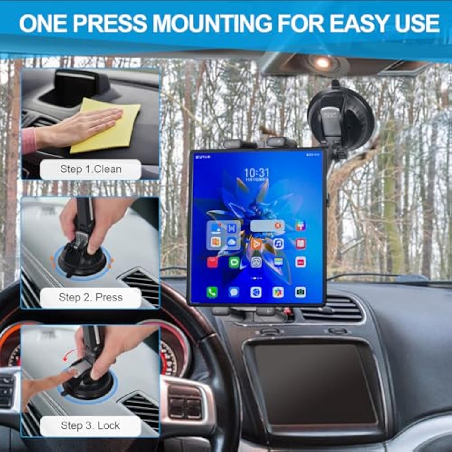 5-in-1 Car Phone Holder Dashboard Windshield Mount for All Smartphones