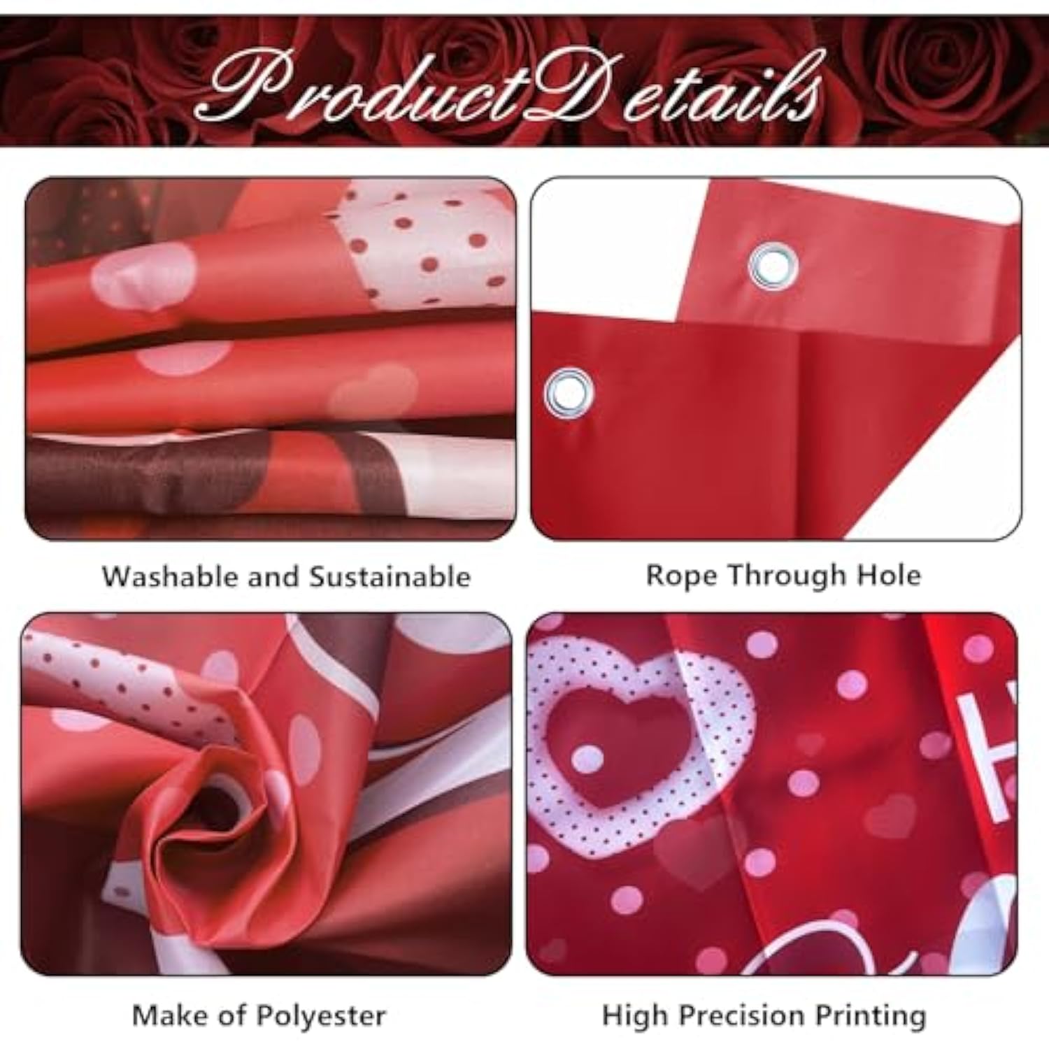 Happy Valentine'S Day Banner 72X44 Inch Backdrop For Photography, Party Decorations, Romantic Love Valentine Decorations