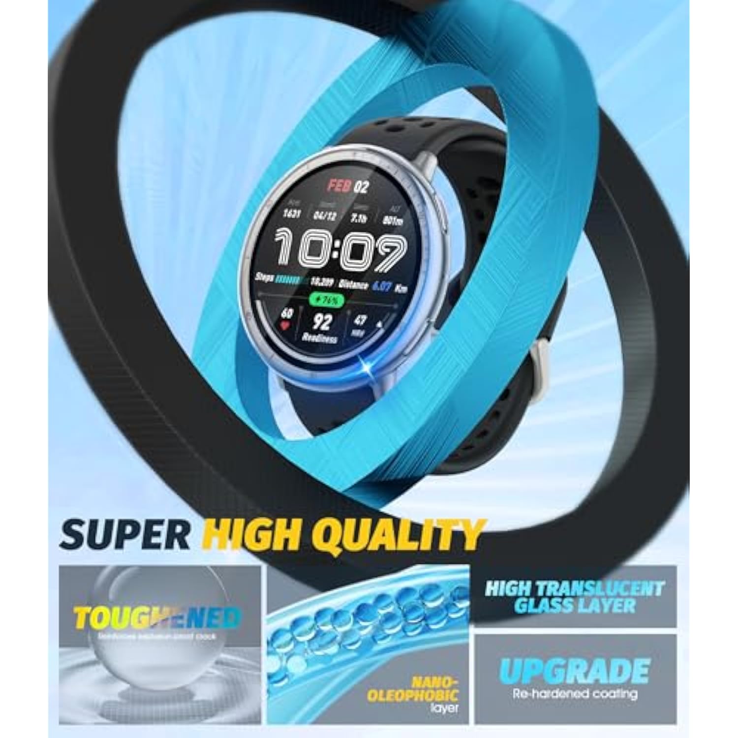 (3 Pack) Watch Screen Protector Compatible For Amazfit Active 2, Pmma And Pet (Not Tempered Glass) Ultra Thin Hd Full Coverage 3D Curved Edge Anti-Scratch