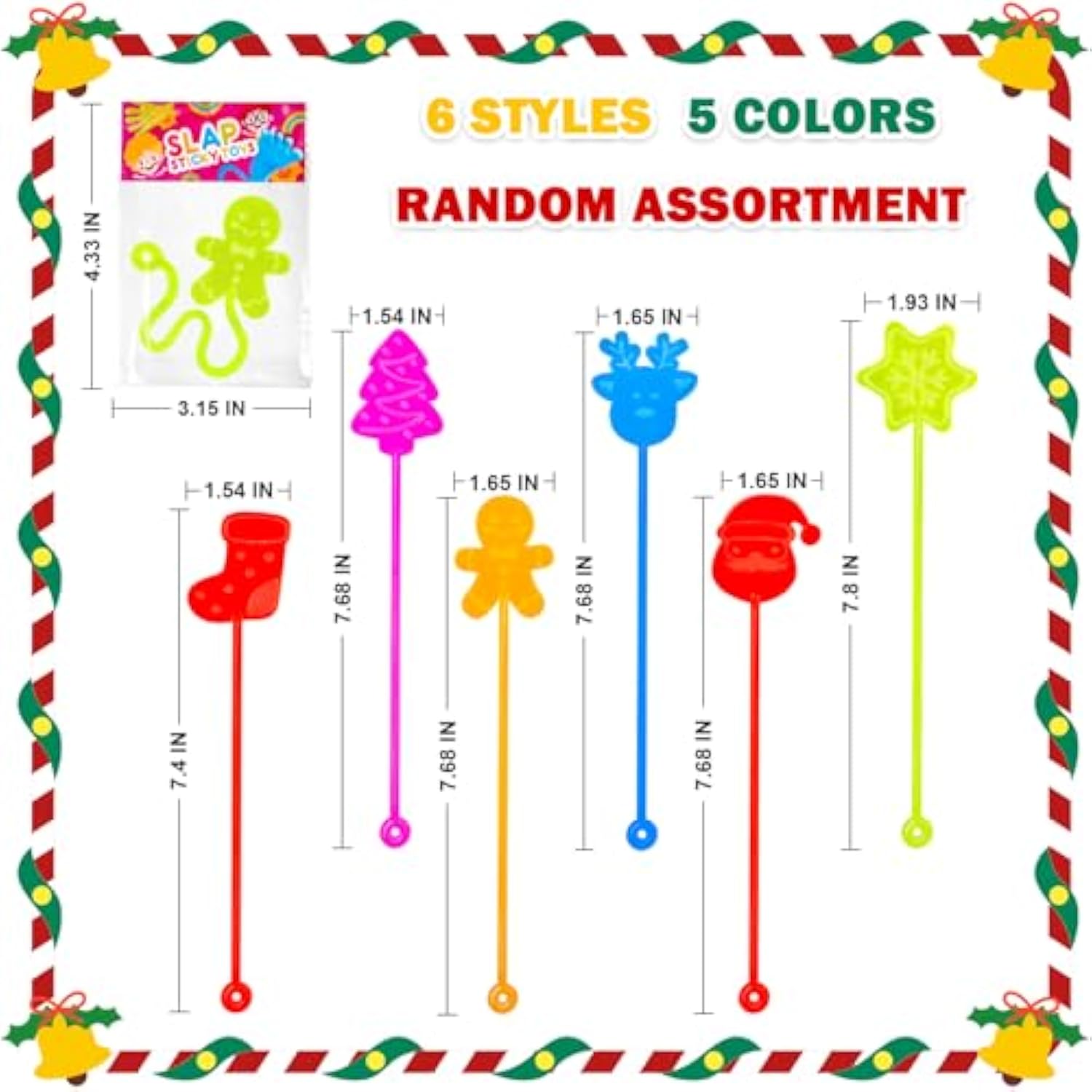 60-100pcs Christmas Party Favors Sticky Hand Toys Bulk Stocking Stuffers for Kids