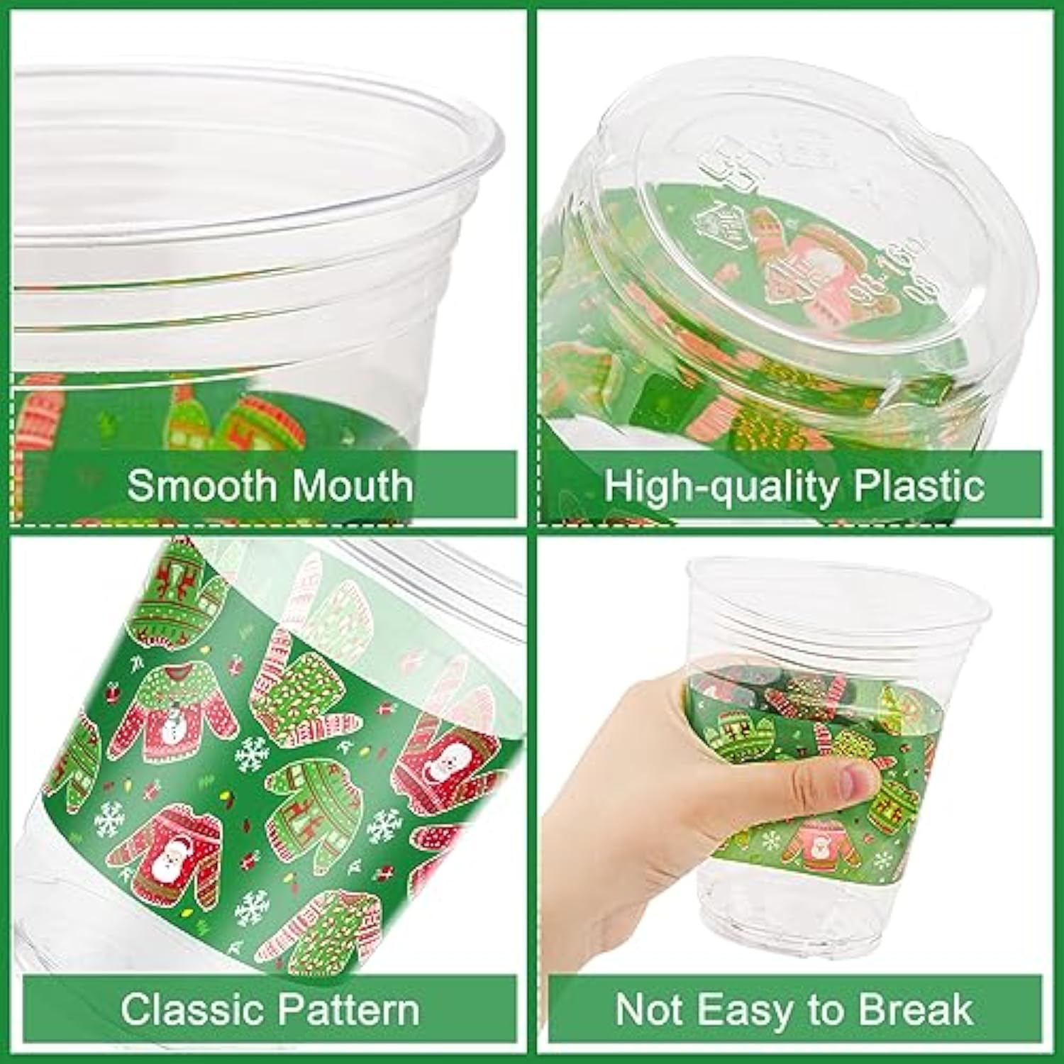 120 Pieces Christmas Sweater Plastic Cups 16 Oz Christmas Disposable Plastic Cups Xmas Tree Santa Reindeer Snow Drinking Cups For Christmas Party Supplies, Merry Christmas Party Decorations