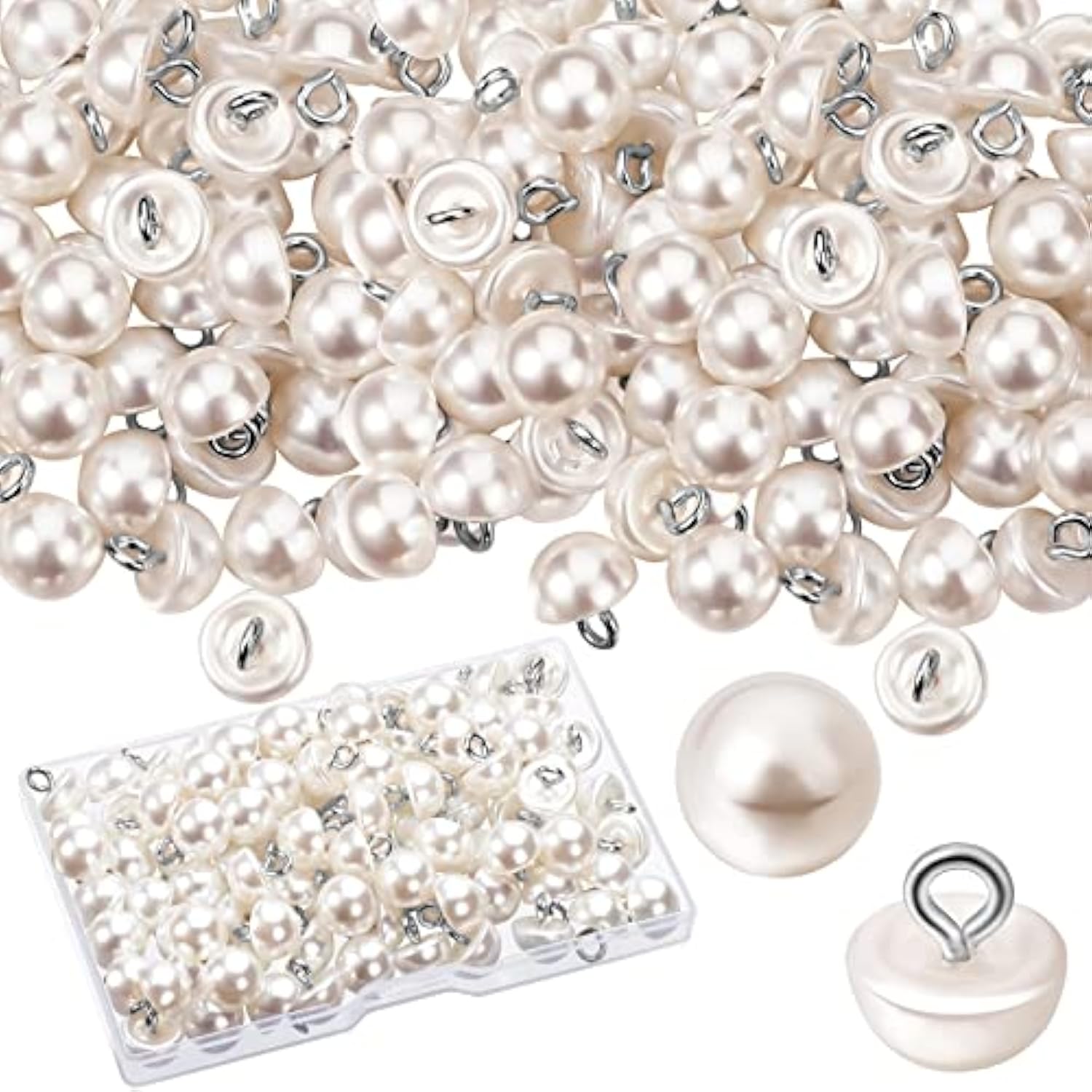 100 Pieces White Pearl Buttons For Sewing 10 Mm Half Pearl Buttons Dec
