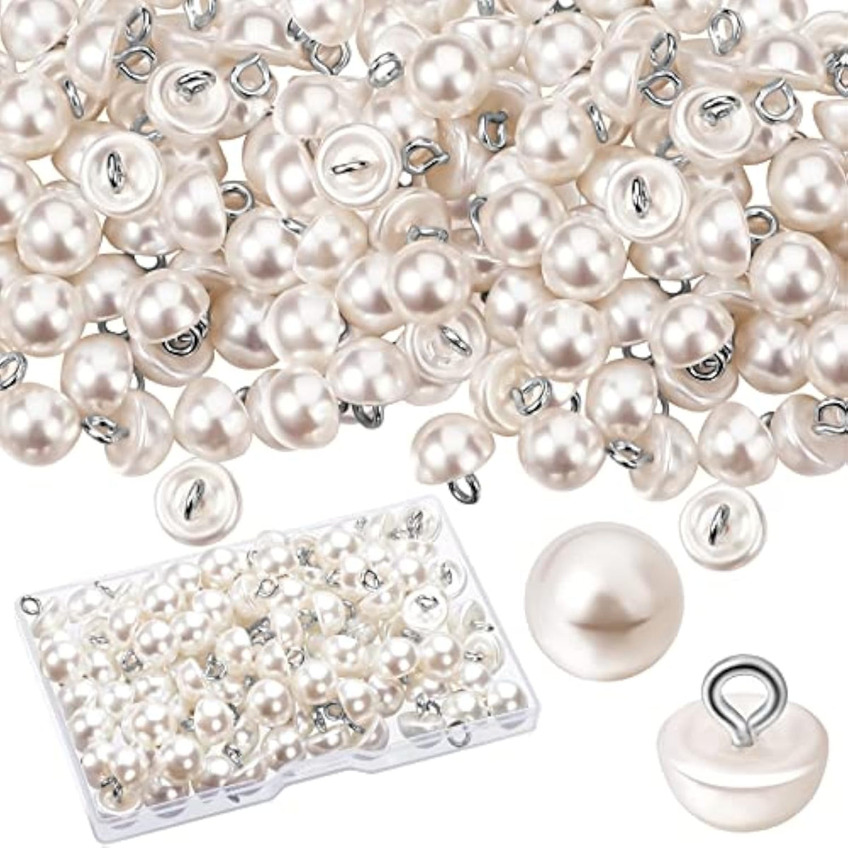 100 Pieces White Pearl Buttons For Sewing 10 Mm Half Pearl Buttons Dec