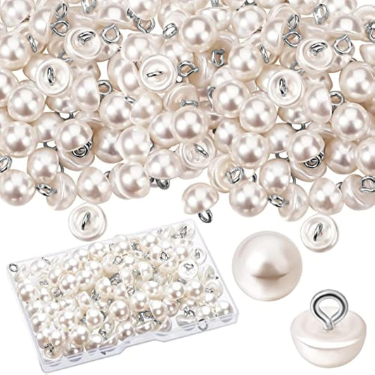 100 Pieces White Pearl Buttons For Sewing 10 Mm Half Pearl Buttons Dec