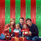 2-Pack Christmas Metallic Foil Fringe Curtains 3.2x9.8 ft for Party Backdrops