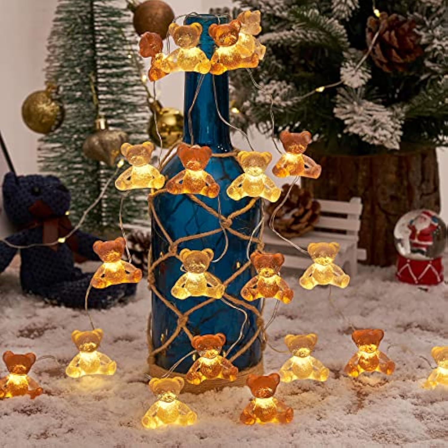 Cute Teddy Bear Novelty String Lights Indoor Decorative Light 20Led 8.5Ft Battery Operated Night Light Fairy Lights For