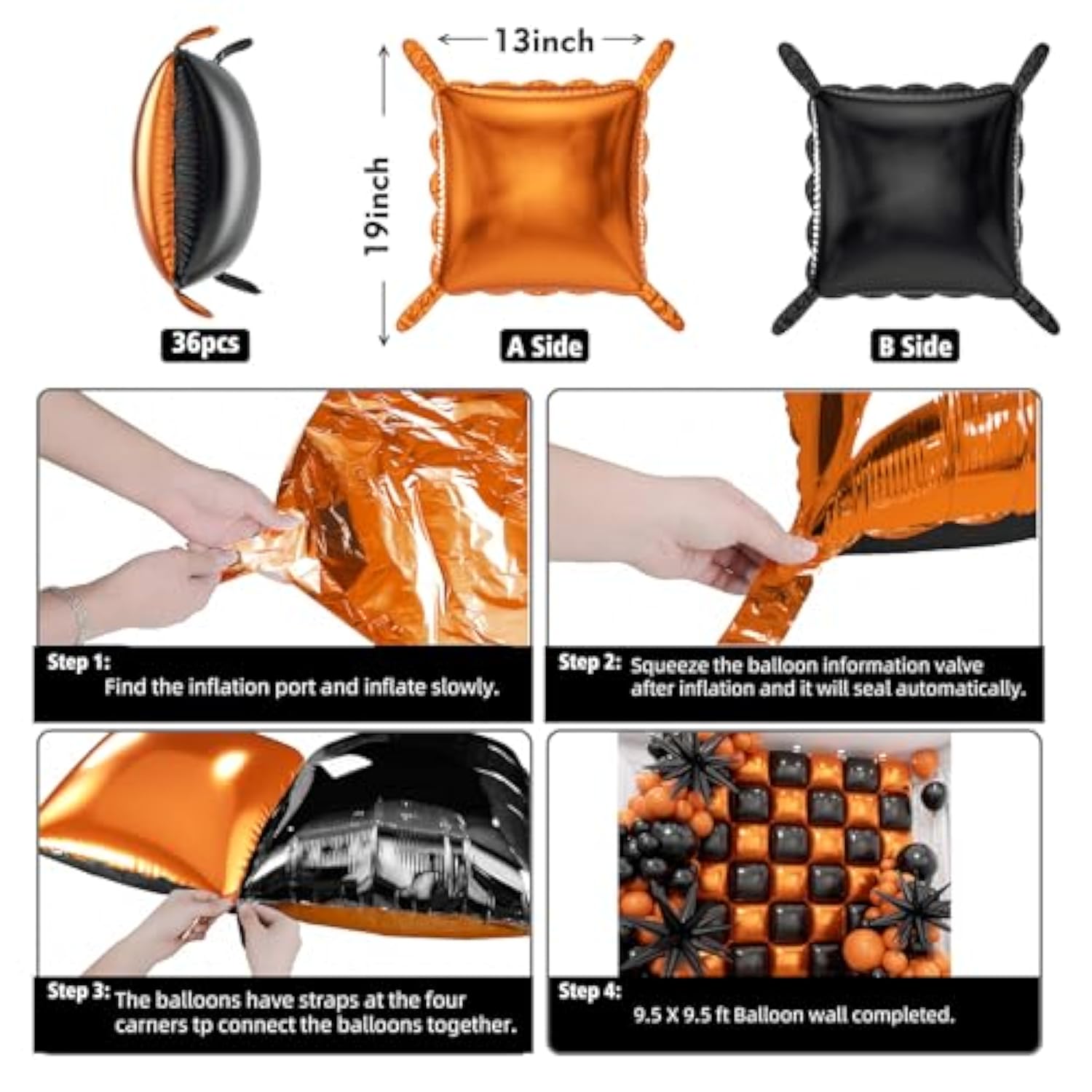 Halloween Balloon Garland Kit: Black & Orange Foil Balloons, Party Arch